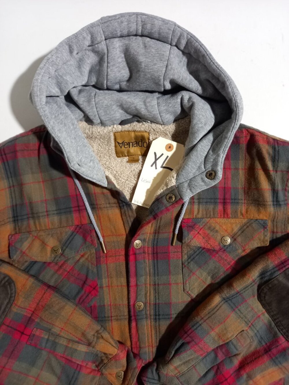 Men's Flannel Shirt Jacket Berber-Lined with Hood | XL - Picture 4 of 6